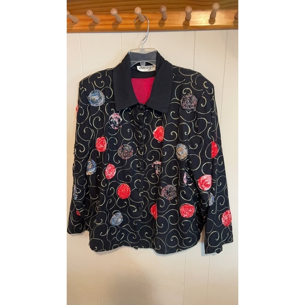 Anage Women's Embroidered Jacket with Floral‎ Accents